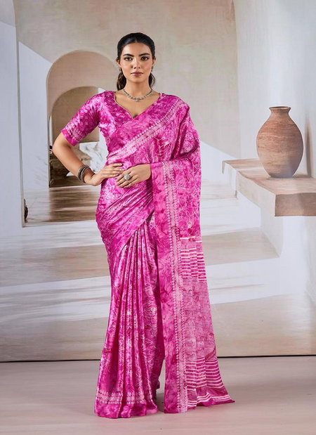 Prism Silk By Rajtex Modal Satin Ajrakh Print Saree Exporters In India